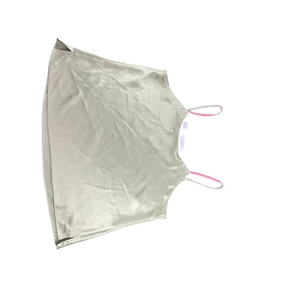 Silky Slip Cami- Green- Size Medium- Pink strap detailing- y2k casual - Picture 8 of 8